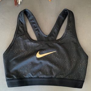 Nike sports bra size small, black and gold, no pads inserted